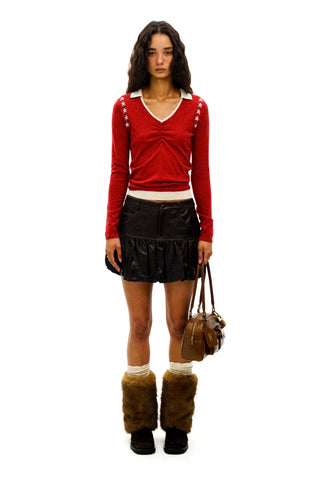 [Moromoro2] Star Jacquard Faux Two-piece Knit  Top