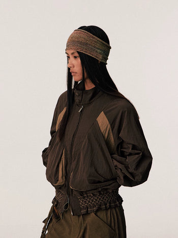 [CONP] Pleated Spliced Crinkle Nylon Jacket