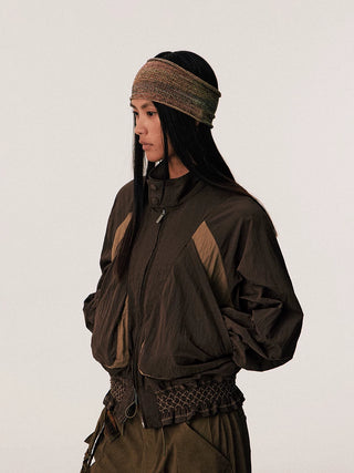 [CONP] Pleated Spliced Crinkle Nylon Jacket