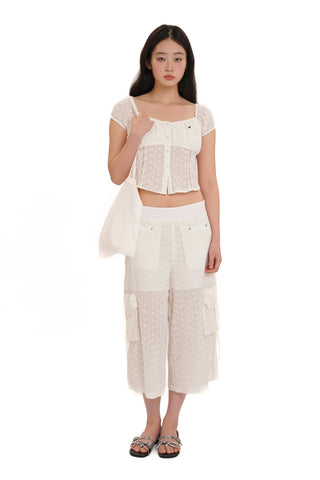 [moromoro2] Cotton Jacquard Cargo Pants