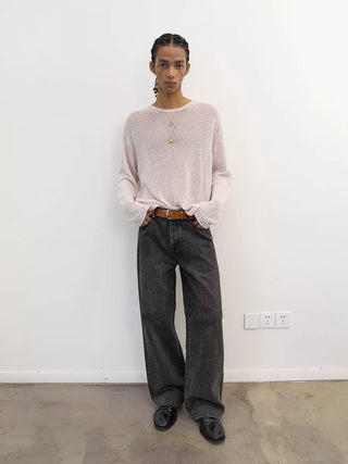 [NeverSeez] Textured Straight-leg Jeans