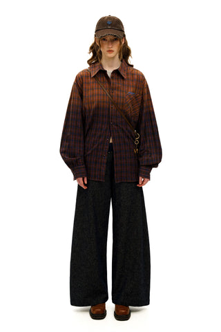 [Moromoro2] Plaid Mesh Cotton Linen Pants