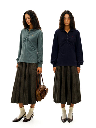 [Moromoro2] Embroidered Polo Top