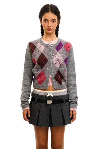 [Moromoro2] Gray Pink Diamond Cardigan