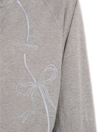 [moromoro2] Bowknot Embroidered Hoodie