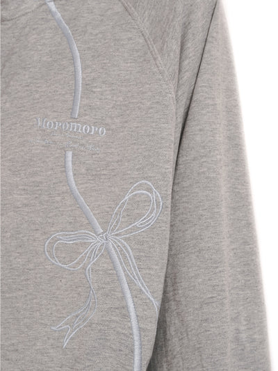 [moromoro2] Bowknot Embroidered Hoodie