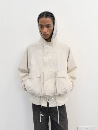 [NeverSeez] Stand Collar Drawstring Jacket