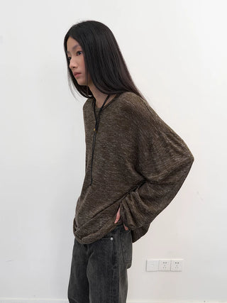 [NeverSeez] Linen Blend Knit Top