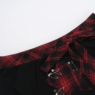 Off shoulder long sleeve plaid star pattern top