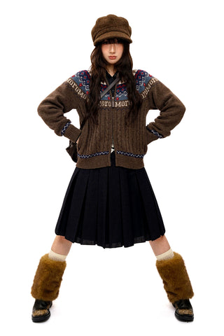 [Moromoro2] Faux Spliced Pleated Skirt