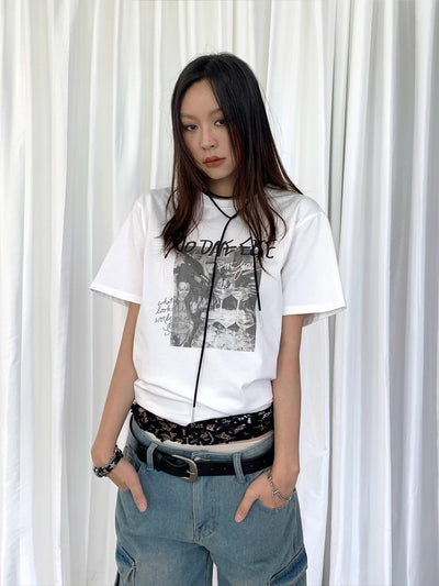 casual loose graffiti print t-shirt