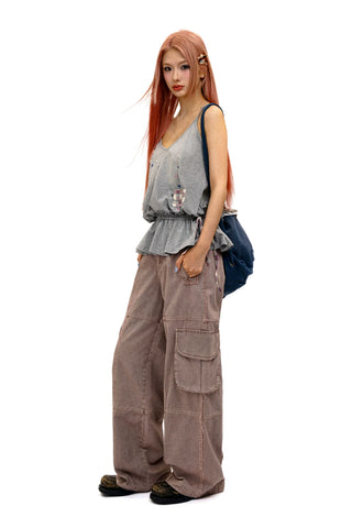 [Moromoro2] Rabbit Applique Stone Wash  Camisole