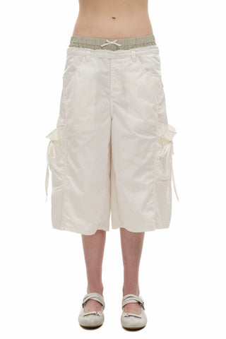 [Moromoro2] Faux Two-piece Waist Cropped  Pants