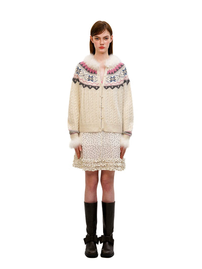 [Moromoro2] Fair Isle Pearl Knit Sweater
