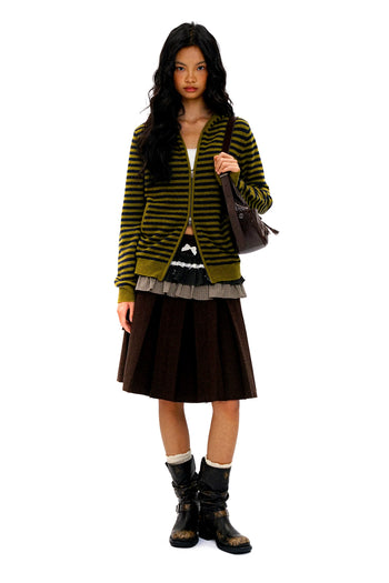[Moromoro2] Striped Hooded Cardigan