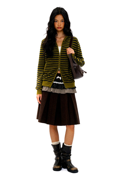 [Moromoro2] Striped Hooded Cardigan