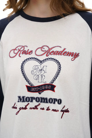 [Moromoro2] Rose Collegiate Logo Raglan Tee