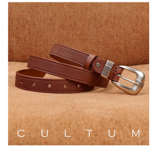 [CULTUM] Engraved Silver Buckle Belt
