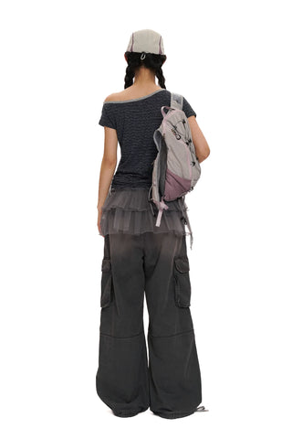 [moromoro2] Striped Wide Neckline T-shirt