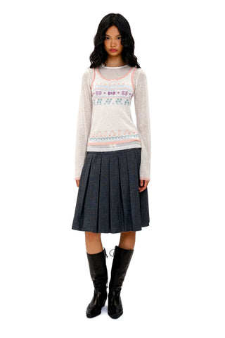 [Moromoro2] Faux Spliced Pleated Skirt