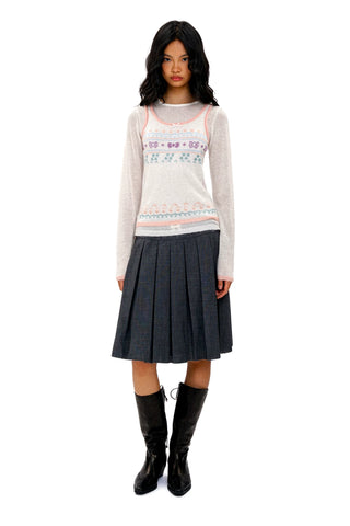 [Moromoro2] Fair Isle Faux Vest Knit Top