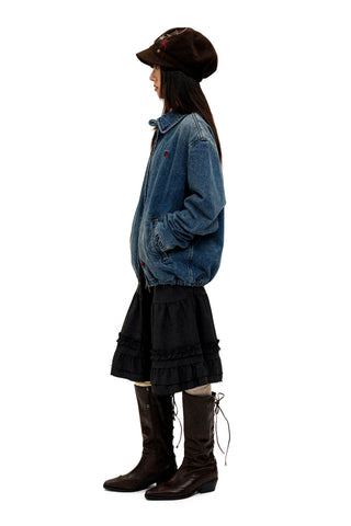 [Moromoro2] Distressed Patch Denim Jacket