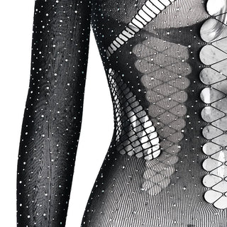 Off shoulder long sleeve beaded hollow out jumpsuit