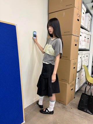 [NeverSeez] A-line Utility Skirt