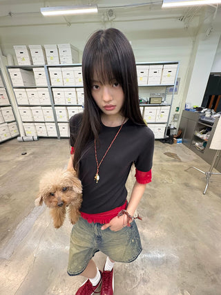 [NeverSeez] Lyocell-Wool Solid T-Shirt