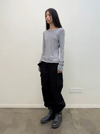 [NeverSeez] Solid Long-sleeve T-shirt