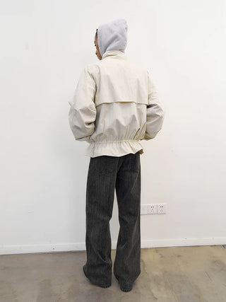 [NeverSeez] Stand Collar Drawstring Jacket