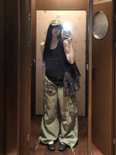 [moromoro2] Distressed Bow Print Sleeveless  Top
