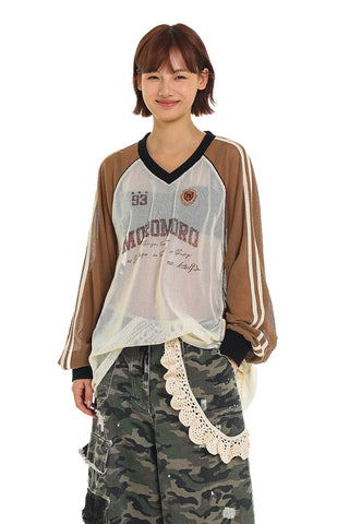 [Moromoro] V-neck Jersey Cutout T-shirt