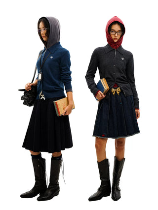 [Moromoro2] Embroidered Logo Polo Cardigan