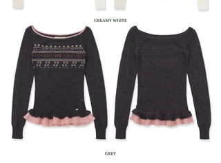 [Moromoro2] Fair Isle Faux Two-piece Top