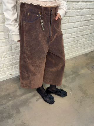 [NeverSeez] Flocked Cropped Wide Leg Jeans