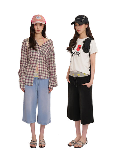 [moromoro2] Star Gradient Washed Casual  Shorts