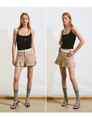 [NOTAWEAR] Embroidered Pleated Skort