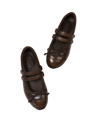 [Moromoro2] Leather Mary Jane Bow Flats