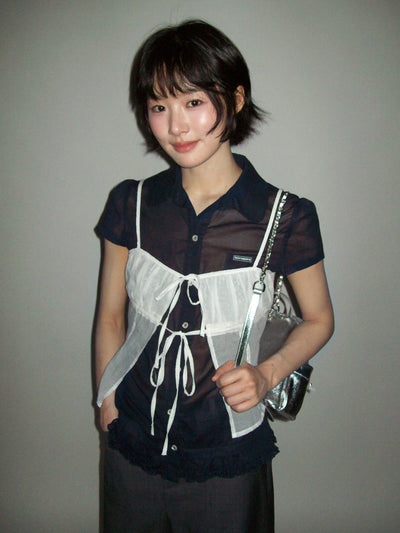 [moromoro2] Layered Tie Cami Top