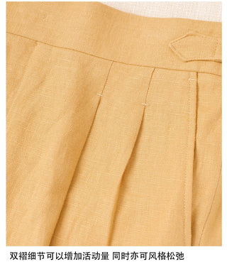 [CULTUM] Linen Double Pleated Trousers