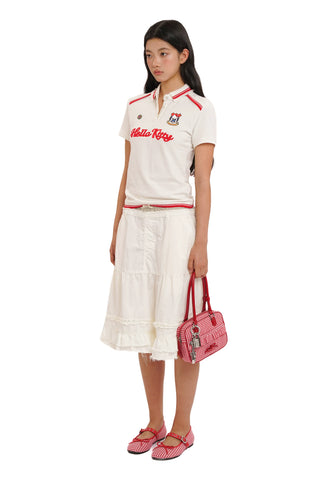 [Moromoro2] Faux Two-piece Plaid A-line  Skirt