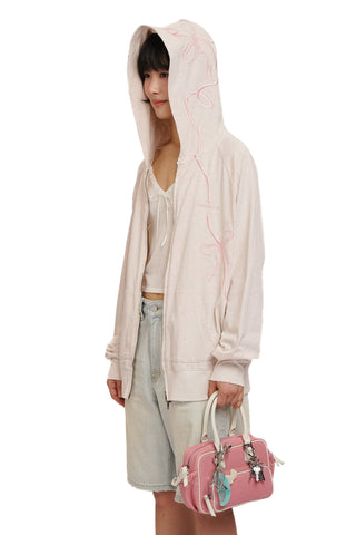 [moromoro2] Bowknot Embroidered Hoodie