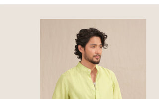 [CULTUM] Linen Stand Collar Shirt