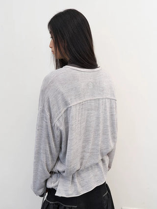 [NeverSeez] Linen Blend Knit Top