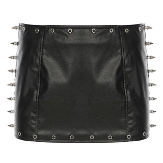 PU leather rivet mini skirt