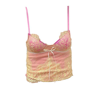 Lace bowknot backless cami top