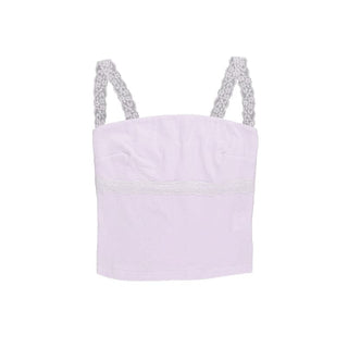 Lace hem backless solid cami top