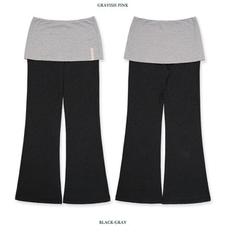 [Moromoro2] Faux Two-piece Flared Skirt  Pants