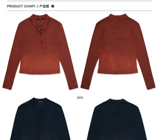 [Moromoro2] Gradient Striped Thumb Hole  T-shirt